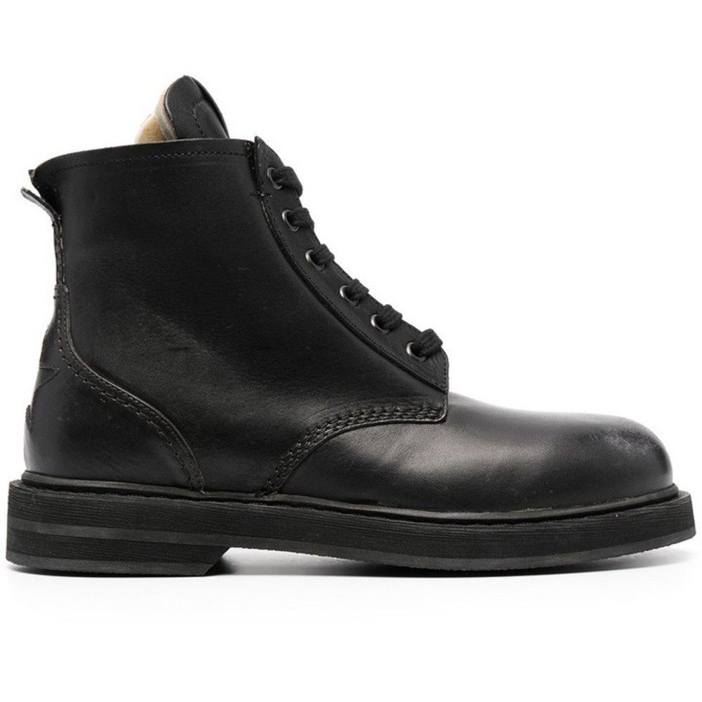 GOLDEN GOOSE Ele Boots Womens 11 Black Leather Distressed Combat Lace Up Grunge - Picture 16 of 16